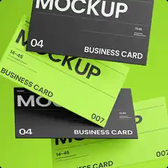 Business card design mockup in green and black by Afai Pixel