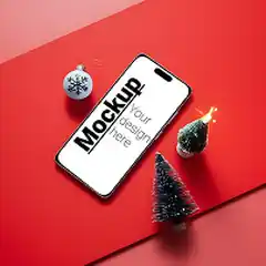 Social media post phone mockup in red designed by Afai Pixel